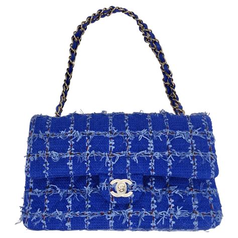 chanel tweed blue bag